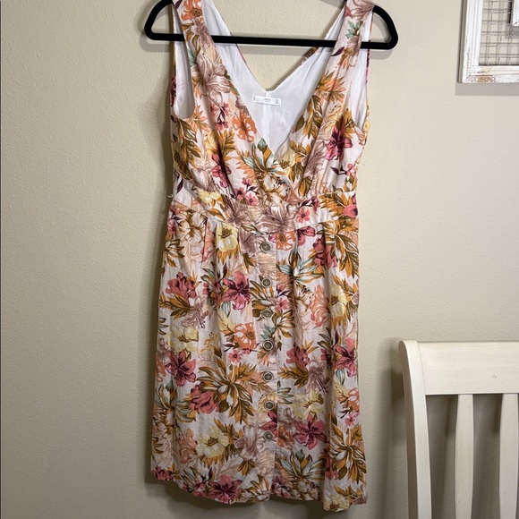 MNG Mango 🥭 Women’s Linen Floral Dress Size Large - Picture 1 of 8